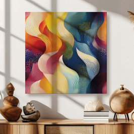 Impressão Em Tela Fitas Coloridas Abstratas e Giratórias