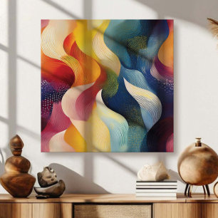 Impressão Em Tela Fitas Coloridas Abstratas e Giratórias