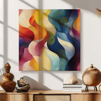 Impressão Em Tela Fitas Coloridas Abstratas e Giratórias