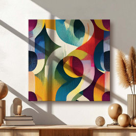 Impressão Em Tela Fitas Curvas Abstratas Coloridas