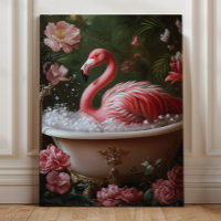Flamingo Banheira Floral Tropical Arte de Banheiro