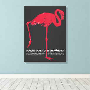 Impressão Em Tela Flamingo Rosa Antigo no Zoológico de Munique, Alem