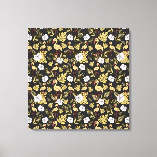 Impressão Em Tela Flamingo seamless pattern yellow and white flowers (Frente)