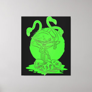 Impressão Em Tela Flamingo Skull Halloween   Presente Para Flamingo 