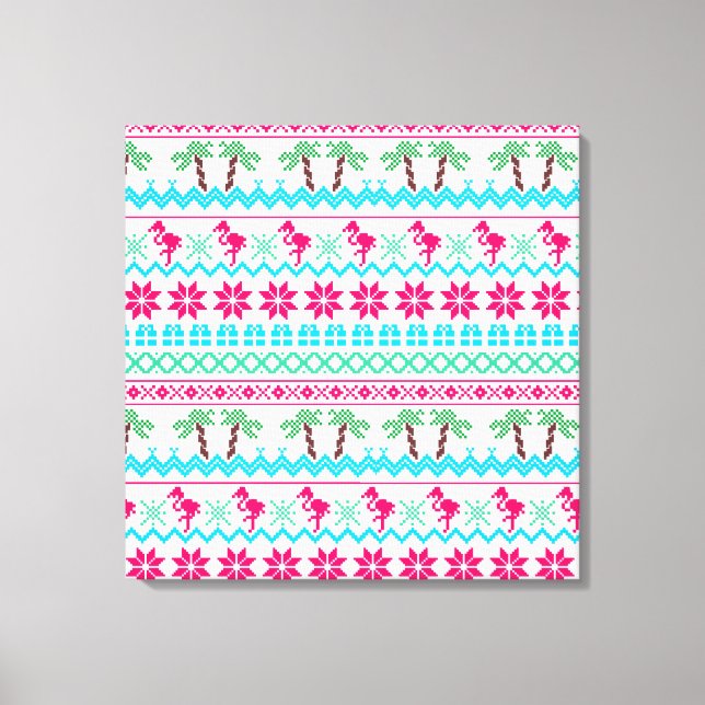 Impressão Em Tela Flamingo Tropical do Suéter de Natal Feio (Frente)