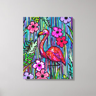 Impressão Em Tela Flamingo Tropical Drapical Wall Art