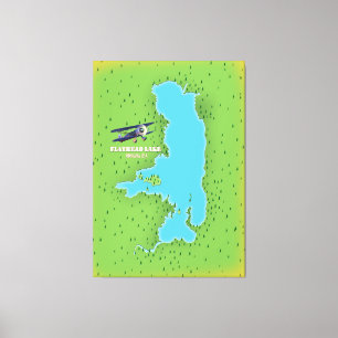 Impressão Em Tela Flathead Lake Montana USA mapeia poster de viagens