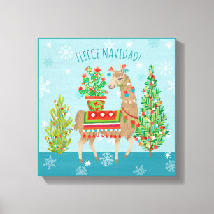 Impressão Em Tela Fleece Navidad   Lindos Llamas Natal