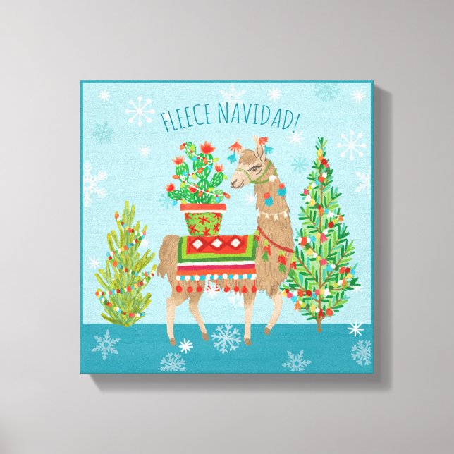 Impressão Em Tela Fleece Navidad | Lindos Llamas Natal (Frente)
