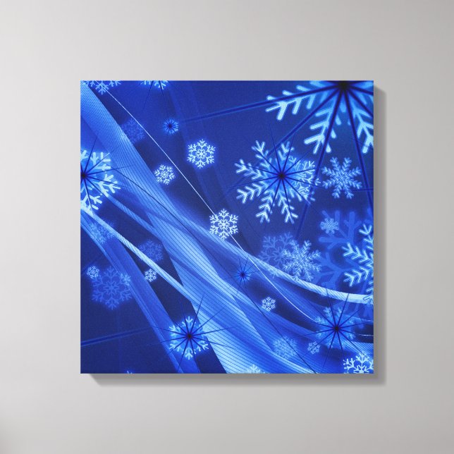 Impressão Em Tela Flocos de neve azuis (Frente)