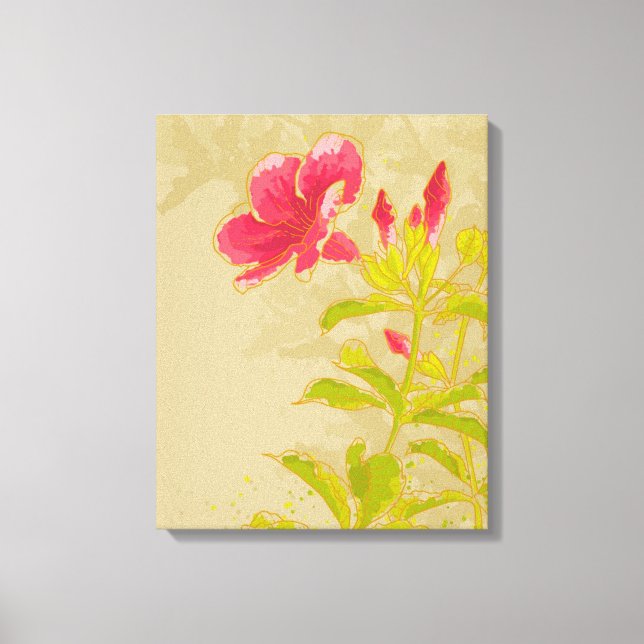 Impressão Em Tela Flor Allamanda Em Fundo Tonelado (Frente)