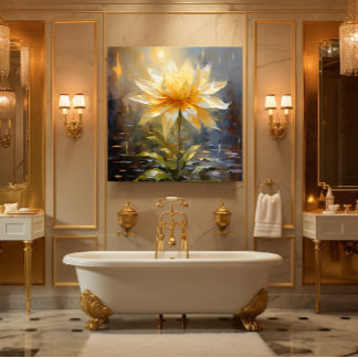 Impressão Em Tela Flor Branco/Amarelo