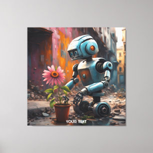 Impressão Em Tela Flor da Cidade Robô Fantasy Cute Vivid