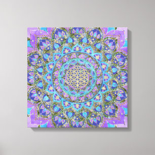 Impressão Em Tela Flor Da Vida - Estilo De Mandala Índia 2