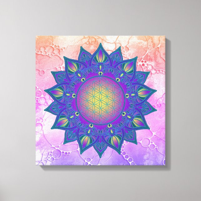 Impressão Em Tela Flor Da Vida - Índia Mandala 3 (Frente)