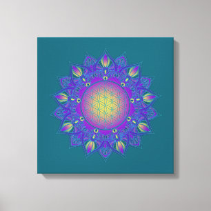 Impressão Em Tela Flor Da Vida - Índia Mandala 3