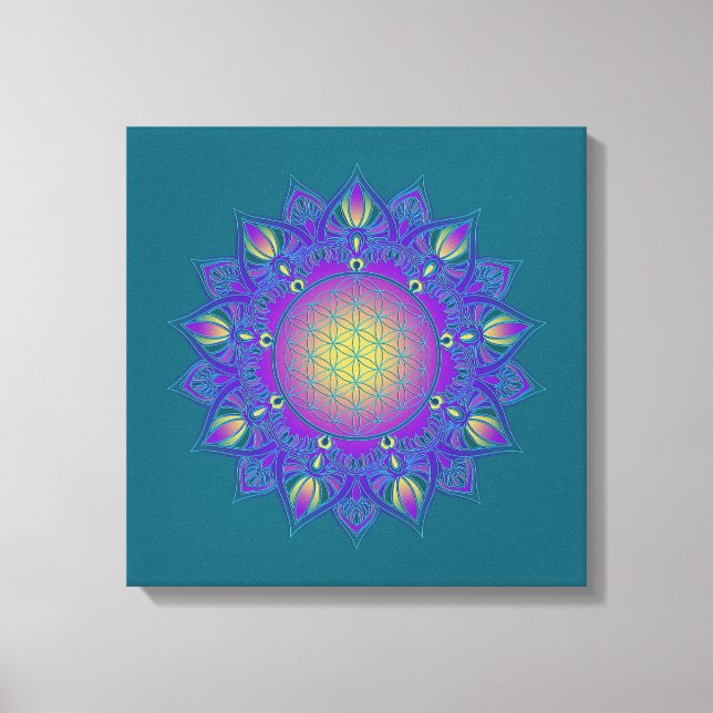 Impressão Em Tela Flor Da Vida - Índia Mandala 3 (Frente)