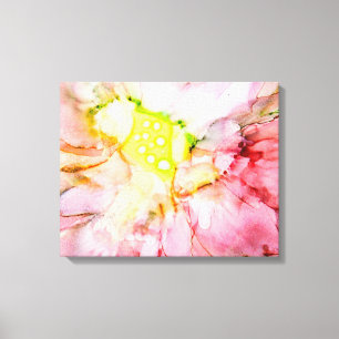 Impressão Em Tela Flor de Abstrato de Tinta de Álcool Rosa