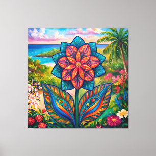 Impressão Em Tela Flor de Fantasia Tropical Vibrante no Paraíso