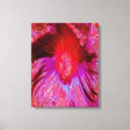 Impressão Em Tela Flor de Hibiscus Vermelho Retro Triquete Psicodéli