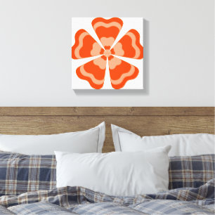 Impressão Em Tela Flor de Laranja Estilizada em Retro