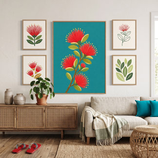 Impressão Em Tela Flor de Lehua havaiana pintada 1