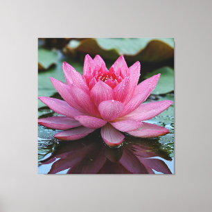Impressão Em Tela Flor de Lótus Rosa com Pétalas Vibrantes