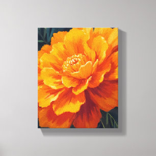 Impressão Em Tela Flor de Marigold   Pintura Floral em Aquarela