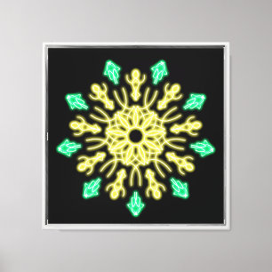 Impressão Em Tela Flor de néon amarelo e verde