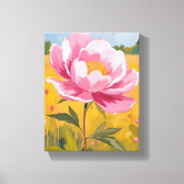 Impressão Em Tela Flor de Peônia | Aquarela de Campo de Flor Rosa