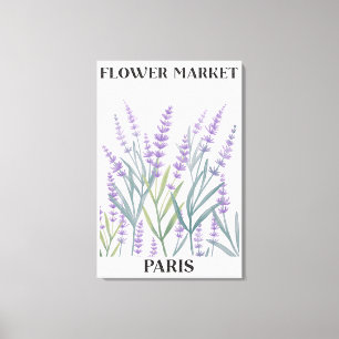 Impressão Em Tela Flor Floral de Lavanda Roxa em Aquarela