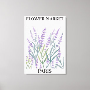 Impressão Em Tela Flor Floral de Lavanda Roxa em Aquarela