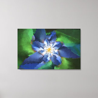 Impressão Em Tela Flor Fractal Azul