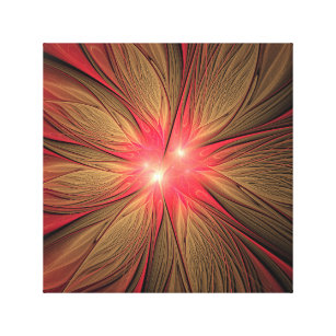 Impressão Em Tela Flor fractal de fanfarrão vermelho
