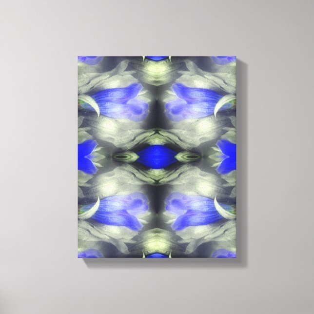 Impressão Em Tela Flor Gentil Azul Multiplicado Natureza Abstrato (Frente)