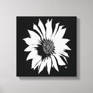 Impressão Em Tela Flor Preta/Branca