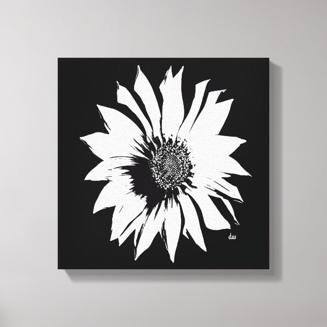 Impressão Em Tela Flor Preta/Branca (Frente)