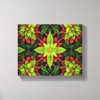 Impressão Em Tela flor verde e vermelha