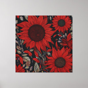 Impressão Em Tela Flor Vermelho