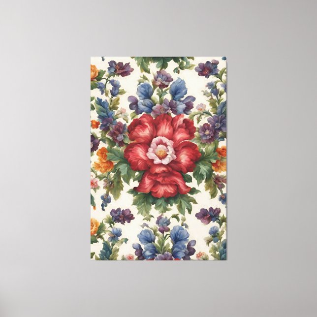 Impressão Em Tela Flor Vermelho Refinado Incrível e Flores Delicadas (Frente)