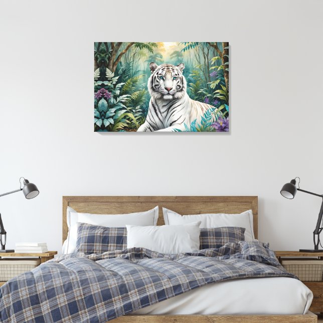 Impressão Em Tela Flora da Selva do Tigre Branco (Insitu(Quarto))