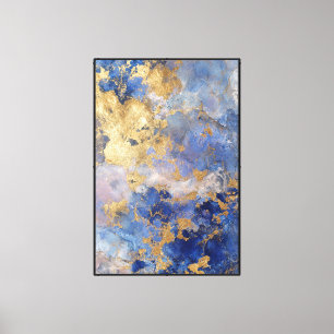 Impressão Em Tela Floração Mineral: Arte de Parede Abstrata Azul e D