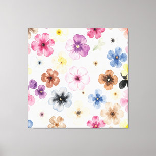 Impressão Em Tela Floral Aquarela Pastel 