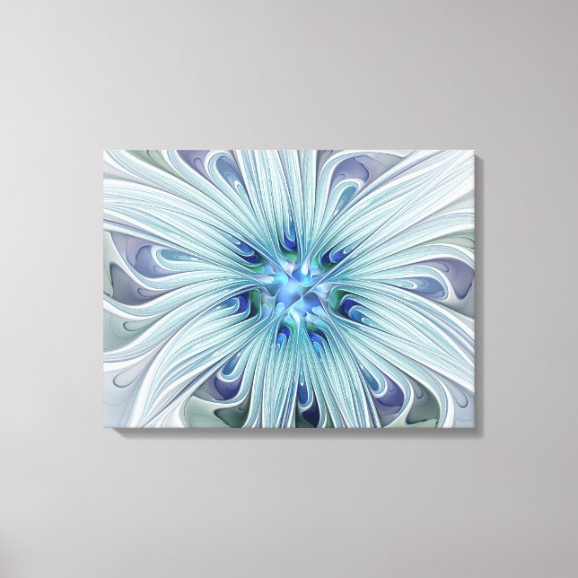 Impressão Em Tela Floral Beauty Abstrato moderna Blue Flower Triptyc (Frente)