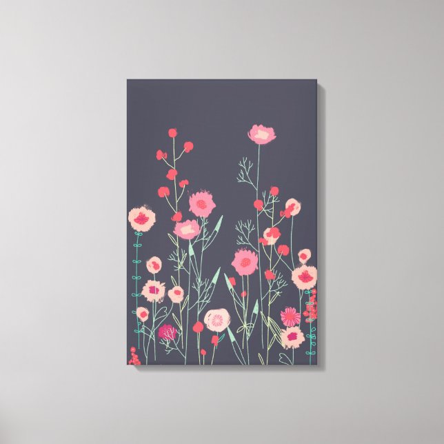Impressão Em Tela Floral Boho Escuro (Frente)