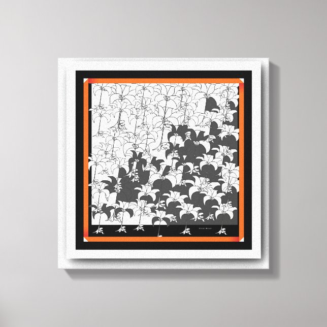 Impressão Em Tela Floral Branco Preto (Frente)