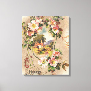 Impressão Em Tela Floral Country de Aniversário Vitoriano Vintage 18