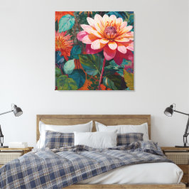 Impressão Em Tela Floral de Jardim Selvagem Vibrante com Gerbera Ros