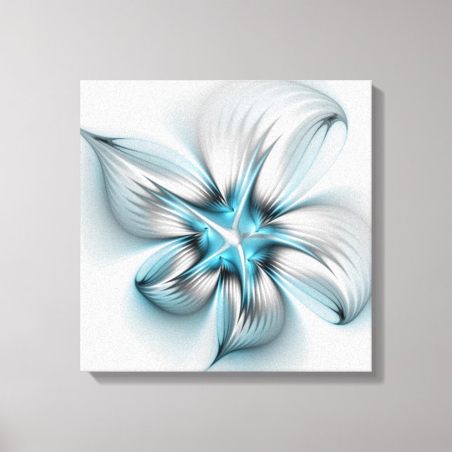 Impressão Em Tela Floral Elegance Modern Abstract Blue Fractal Art (Frente)