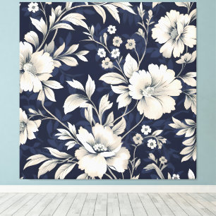 Impressão Em Tela Floral em Azul